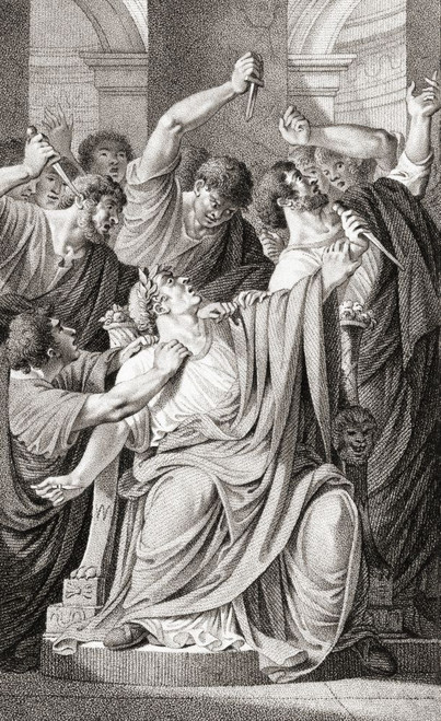 The death of Julius Caesar.  Gaius Julius Caesar, Roman politican, general, historian, 100 BC - 44 BC.  After a 19th century print. Poster Print by Ken Welsh (11 x 18)
