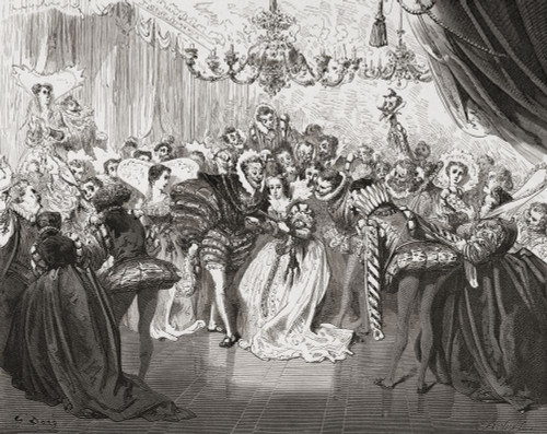 Cinderella at the Ball.  After a 19th century work by Gustave Dore. Poster Print by Ken Welsh (15 x 12)