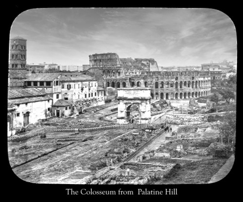 Victorian photograph of the Colosseum from Palatine Hill, Rome Poster Print by John Short (18 x 15)