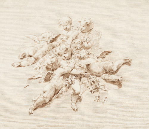 A group of angels.  After an 18th century work by Jacob de Wit. Poster Print by Ken Welsh (16 x 14)