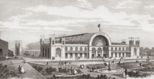 The Crystal Palace of the Portuguese International Exhibition, Porto, Portugal, 1865.  From The Illustrated London News, published 1865. Poster Print by Ken Welsh (19 x 10)