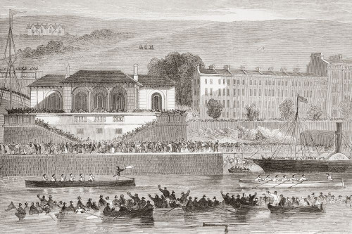 Naval boat race, Cork Harbour, Ireland, 19th century.  From The Illustrated London News, published 1865. Poster Print by Ken Welsh (17 x 11)