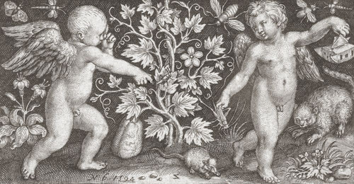 Two angels.  After a 16th century work by Nicolaes de Bruyn. Poster Print by Ken Welsh (19 x 10)