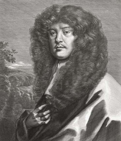 Sir Peter Lely, 1618 - 1680. Dutch-English Baroque Era Painter. Self Portrait. Engraved by Arnold de Jode. Poster Print by Ken Welsh (13 x 15)