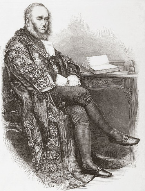 Sir Benjamin Samuel Faudel-Phillips, 2nd Baronet, 1871-1927.  Lord mayor of London in the 19th century.  From The Illustrated London News, published 1865. Poster Print by Ken Welsh (12 x 16)