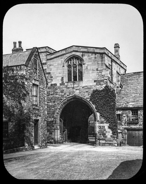 A magic lantern slide circa 1900. Religious slides . Durham College Gateway Poster Print by John Short (14 x 18)