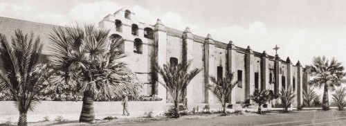 Mission San Gabriel Arc�ngel, San Gabriel, California, United States of America, c. 1915. Founded by Spaniards of the Franciscan order, September 8, 1771. From Wonderful California, published 1915. Poster Print by Ken Welsh (23 x 8)