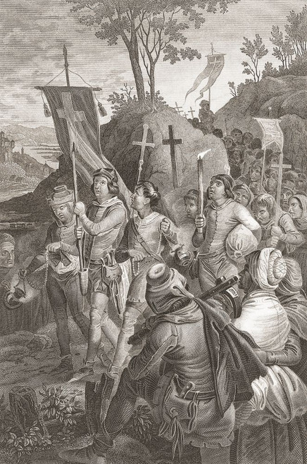 The Children's Crusade of 1212 AD. After a 19th century engraving by an anonymous artist. Poster Print by Ken Welsh (11 x 17)