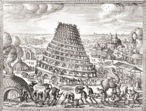 Construction of the Tower of Babel.  After a 17th century print. Poster Print by Ken Welsh (16 x 12)