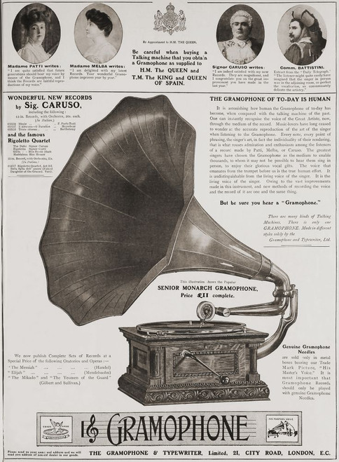 Advertisement for The Gramophone Comany in the June 1907 edition of The Graphic, a weekly illustrated newspaper, published in London from 1869 to 1932. Poster Print by Ken Welsh (11 x 16)