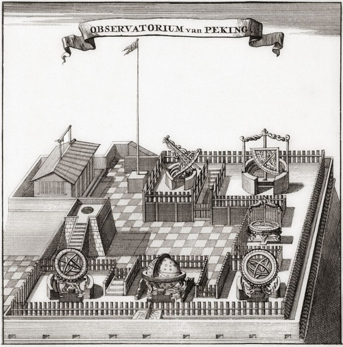 The observatory in Peking, China. After an 18th century print by Caspar Luyken. The observatory was founded in the 15th century. Poster Print by Ken Welsh (14 x 14)
