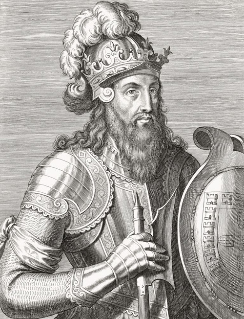 King Afonso III of Portugal, 1210 - 1279.   Nicknamed the Boulonnais.  After a 17th century engraving. Poster Print by Ken Welsh (12 x 16)