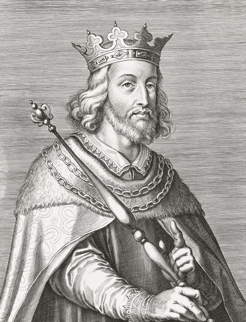 King Ferdinand I of Portugal, 1345 - 1383.  Nicknamed the Handsome or the Inconstant.  After a 17th century engraving. Poster Print by Ken Welsh (12 x 16)