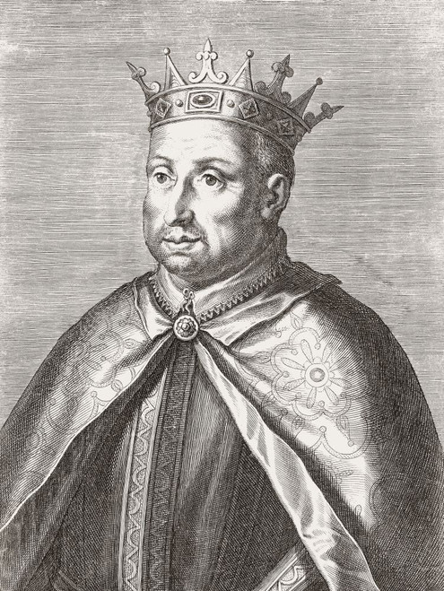 King Afonso II of Portugal, 1185 - 1223, nicknamed The Fat.  After a 17th century engraving. Poster Print by Ken Welsh (12 x 16)