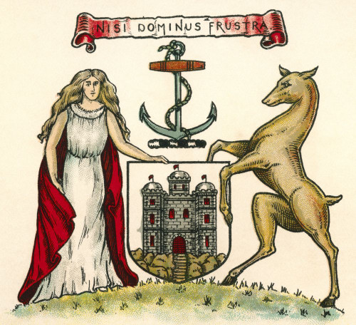 Coat of arms of Edinburgh, Scotland.  From The Business Encyclopaedia and Legal Adviser, published 1907. Poster Print by Ken Welsh (15 x 13)