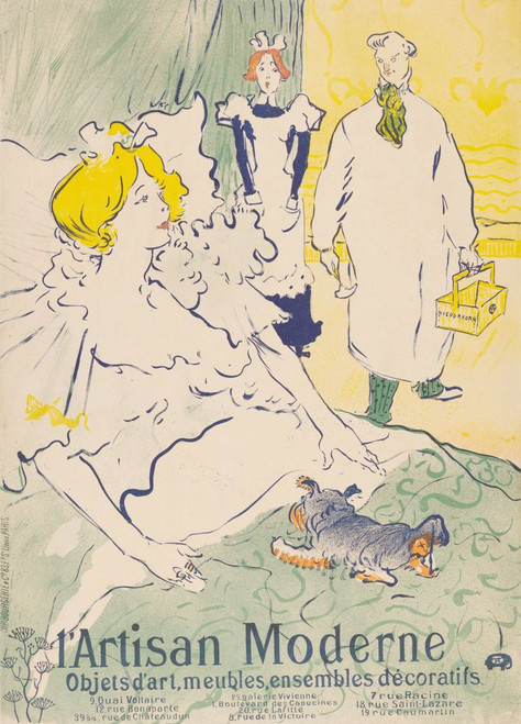 L'artisan moderne. Advertising poster from 1894 by Henri de Toulouse-Lautrec. Henri de Toulouse-Lautrec, French artist, 1864-1901. Poster Print by Ken Welsh (13 x 18)
