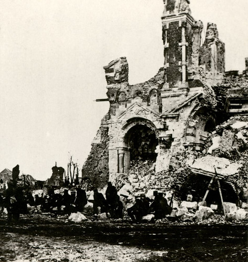 Stereoview, World War One, The Great War, Realistic Travels military photographs circa 1918. Bosche prisoner escorted by french troops outside of Albert Cathedral, wrecked by shell fire; Albert, Somme, France Poster Print by John Short (15 x 16) Stereoview, World War One, The Great War, Realistic Travels military photographs circa 1918. Bosche prisoner escorted by french troops outside of Albert Cathedral, wrecked by shell fire; Albert, Somme, France Poster Print by John Short (15 x 16)