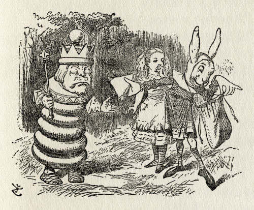 Alice with the White King and Haigha.  Illustration by Sir John Tenniel, (1820 - 1914).  From the book Through the Looking Glass and What Alice Found There, by Lewis Carroll, published London, 1912. Poster Print by Ken Welsh (15 x 12)