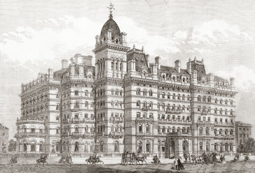 The Langham Hotel, Portland Place, London, England, seen here in 1865. From The Illustrated London News, published 1865. Poster Print by Ken Welsh (18 x 12)
