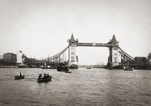 London, England. Tower Bridge, spanning the Thames River, 1894. Poster Print by Ken Welsh (17 x 12)