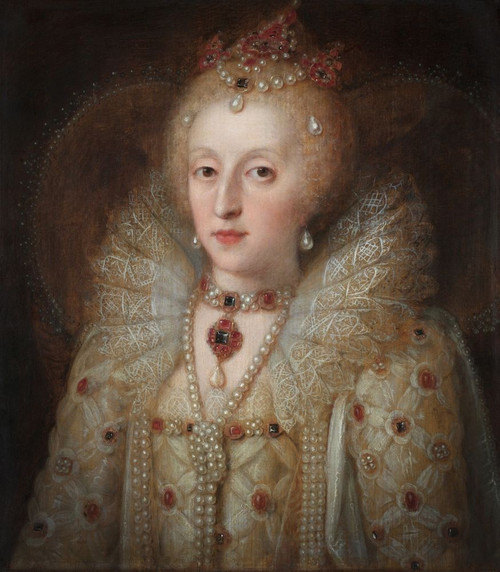 Elizabeth I, aka The Virgin Queen, Gloriana or Good Queen Bess, 1533 - 1603. Queen of England and Ireland.  After an anonymous contemporary portrait in the Rijksmuseum, Amsterdam, Netherlands. Poster Print by Ken Welsh (14 x 16)