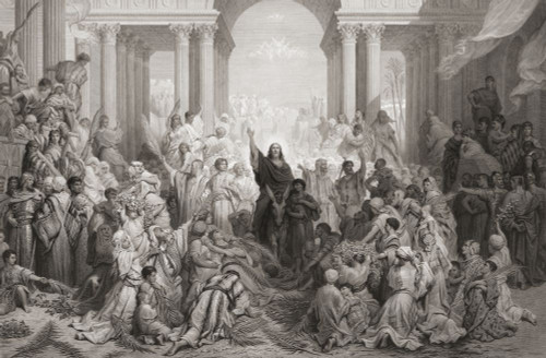 Christ's Entry into Jerusalem. After a 19th century engraving by Frank Hunter Potter from a work by Gustave Dore. Poster Print by Ken Welsh (18 x 12)
