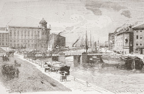 The main City Canal in Gothenburg, Sweden in the 19th century.  From Ilustracion Artistica, published 1887. Poster Print by Ken Welsh (17 x 11)