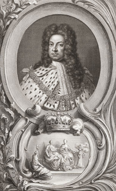 George I, 1660 - 1727.  King of Great Britain and Ireland.  From the 1813 edition of The Heads of Illustrious Persons of Great Britain, Engraved by Mr. Houbraken and Mr. Vertue With Their Lives and Characters. Poster Print by Ken Welsh (11 x 18)