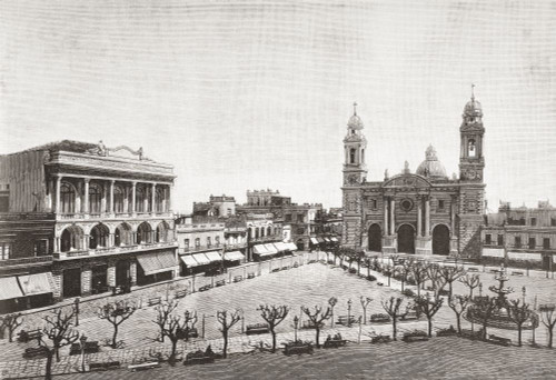 The Montevideo Metropolitan Cathedral, Montevideo, Uruguay, seen here in the 19th century.  From La Ilustracion Artistica, published 1887. Poster Print by Ken Welsh (17 x 11)