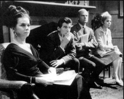 Dark Shadows Cast Behind The Scenes Black And White Photo Print