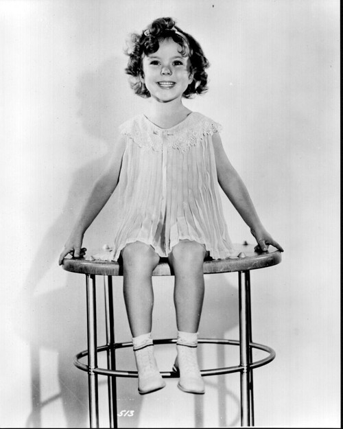 Shirley Temple Sitting On Stool Black And White Photo Print
