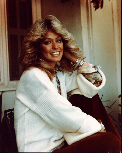 Farrah Fawcett In White Sweater With Hand In Hair Photo Print (8 x 10)