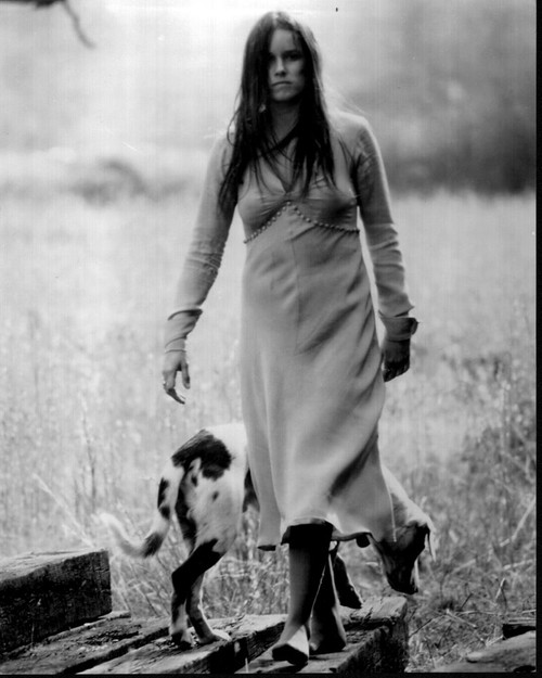 Barbara Hershey With Dog In Boxcar Bertha Black And White Photo Print