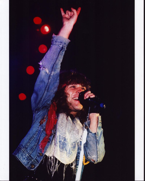 Jon Bon Jovi Singing With Arm Up In Denim Jacket Photo Print
