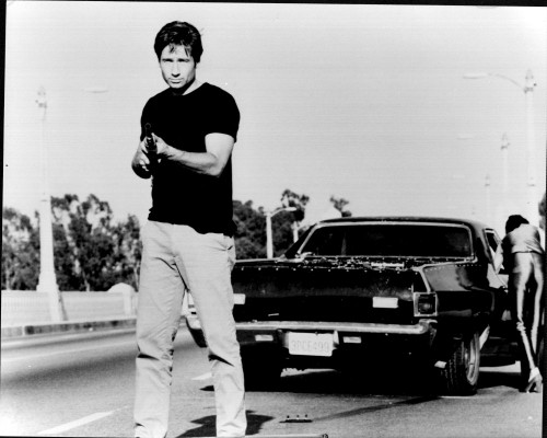 David Duchovny Holding Gun On Road In Playing God Black And White Photo Print