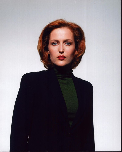 Gillian Anderson In Black Suit With Green Turtleneck Photo Print