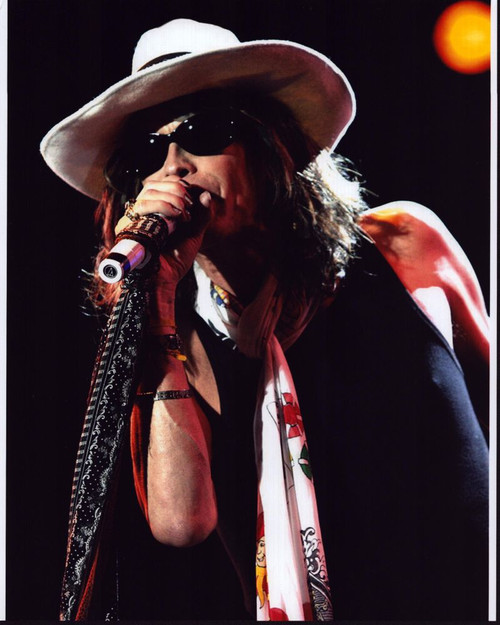 Steven Tyler Singing In White Hat And Sunglasses Photo Print
