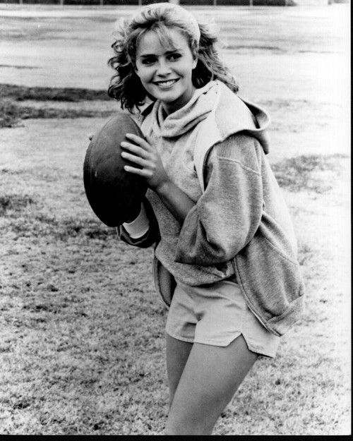 Elisabeth Shue Playing Football Black And White Photo Print