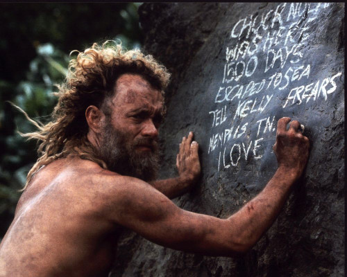 Tom Hanks Writing On Rock In Cast Away Photo Print