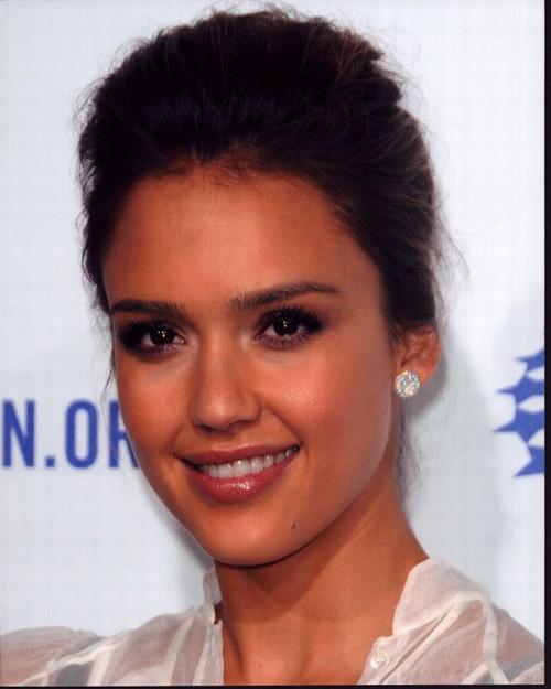 Jessica Alba Close Up In White Sheer Top Photo Print