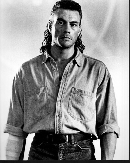 Jean-Claude Van Damme In Denim Shirt Black And White Photo Print (8 x 10)