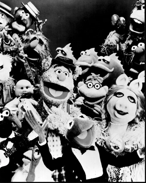 The Muppets Group Shot Black And White Photo Print