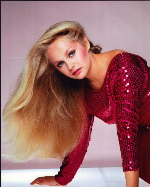 Charlene Tilton Leaning In Pink Sequin Dress Photo Print