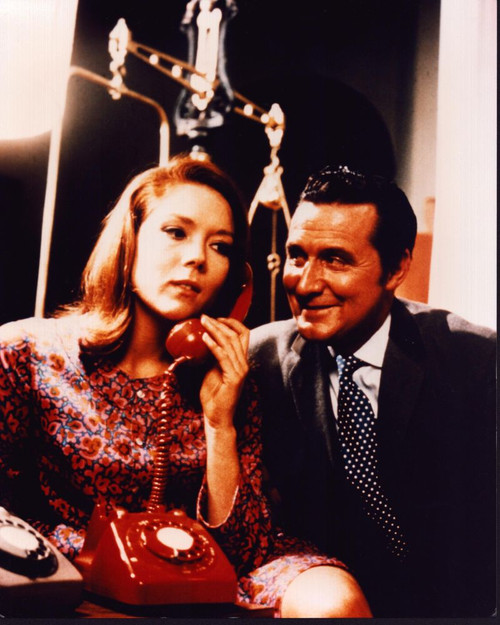 Diana Rigg On Phone And Patrick Macnee In The Avengers Photo Print