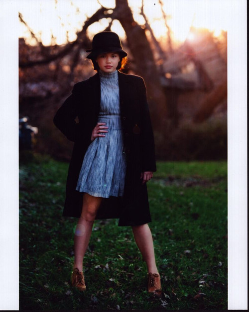 Paris Berelc In Blue Dress And Black Coat Photo Print (8 x 10)