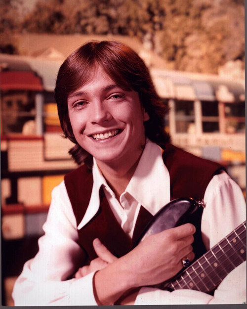 David Cassidy In Red Sweater Vest Holding Guitar Photo Print