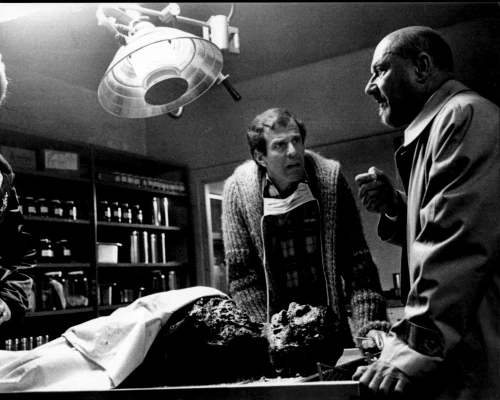 Jeffrey Kramer And Donald Pleasence In Halloween Ii Black And White Photo Print