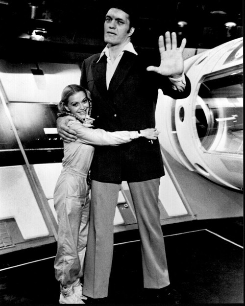 Blanche Ravalec Hugging Richard Kiel Ion Set Of  Moonraker Black And White Photo Print