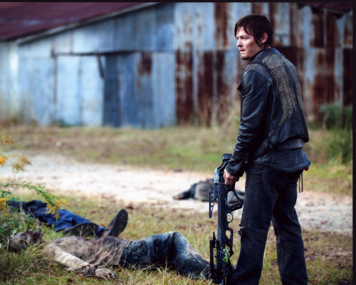 Norman Reedus With Crossbow On Set Of The Walking Dead Photo Print (8 x 10)