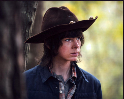 Chandler Riggs On Set Of The Walking Dead Photo Print